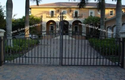 Driveway Entrance Custom Iron Gate | Aluminum or Wrought Iron Custom Ornamental Iron Gate