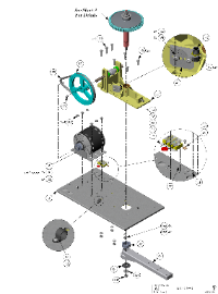 Doorking 6100 Motor, Pulley, Worm Gear, Arm Assembly Exploded View of Parts